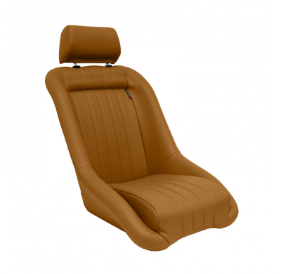 Asiento deportivo 'Classic' - Cuero sintético beige - Respaldo no reclinable + Reposacabezas - incl. diapositivas