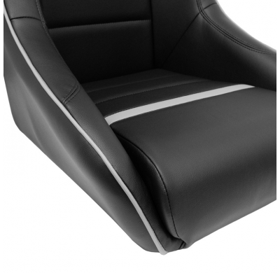 Asiento deportivo 'Classic RS' - Cuero sintético negro/gris - Respaldo no reclinable + Reposacabezas integrado - incl. diapositi