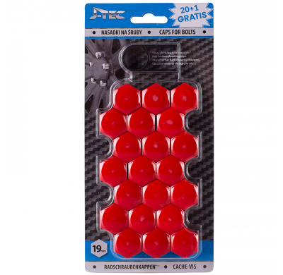 Juego Universal Cubre Tornillos - Tuercas - Rojo Synthetic Material - 19mm - Juego De 20+1 Piezas