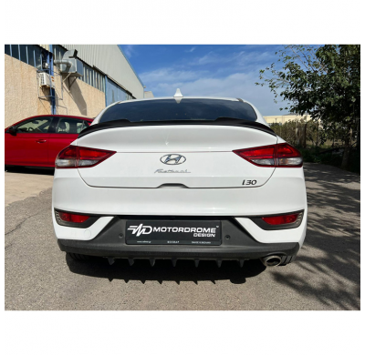 Borde del alerón del maletero adecuado para Hyundai i30 III Fastback incl. N-Line 2017- (ABS negro brillante)