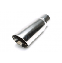 TA Technix tubo de escape acero inoxidable 120 x 130 mm ovalado / biselado, longitud: 384 mm conexión: 105 mm, diámetro exterior