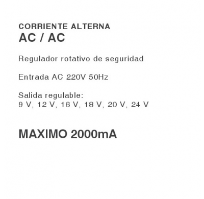 Convertidor Transformador De 220 V ( Ac)  a 24/20/18/16/12/9 V. ( Ac ) 2 Amp. 59 W. 6 Clavijas De Conexion