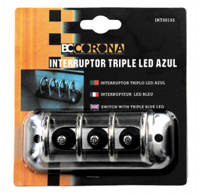 Interruptor Triple Led Azul C S6