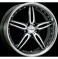 Llanta Motec Wheels Pantera Black Stainless Lip 10,0x22&quot; - Peso 18,2-18,6