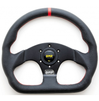 Volantes Superquadro: Flat Steering Wheel. New Version in Black Leather With Red Stitching